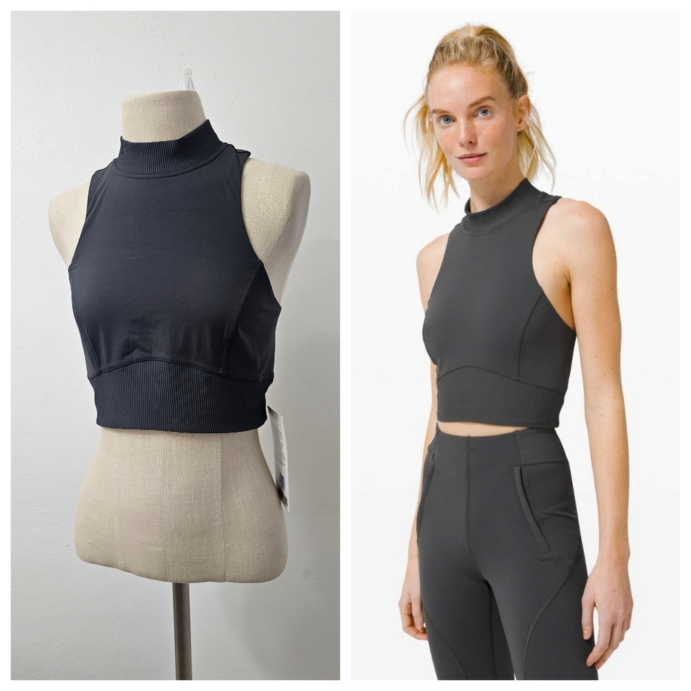 NWT Lululemon Train Free Nulux Crop Tank Graphite Grey Size 8